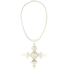 KTZ Silver Oversized Amulet Pendant Necklace