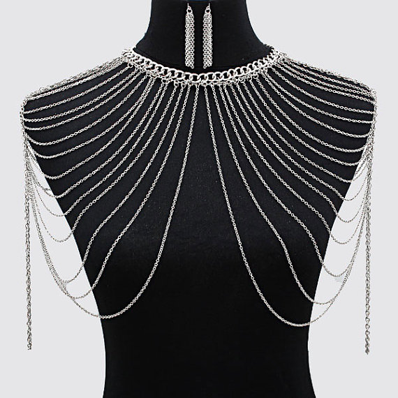 Shoulder Chain, Silver shoulder chain, Body chain, Body Jewelry, Silver body chain, Gold body chain, Boho body chain Body Jewelry