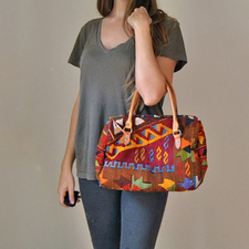 Vintage Kilim Handbag  //  Antique Tapestry Carpet Bag  //  Designer Matt Camron  //  Genuine Leather and Eastern Textile Rug Purse
