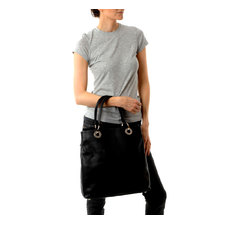 Black Marlon Leather Tote Bag by Atelier Marchal - shop at Roztayger