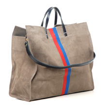 Grey Suede With Red and Blue Stripes Simple Tote by Clare V. - shop at Roztayger