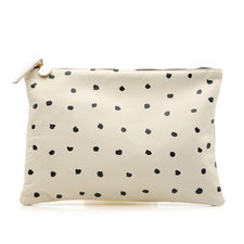 black mini spots flat clutch by Clare V.