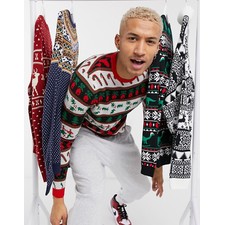 ASOS DESIGN knitted christmas sweater in christmas fairisle design, 0 of 4