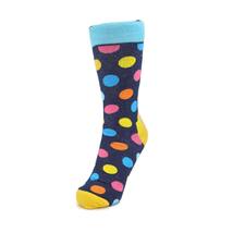 Colorful polka dots navy blue pink yellow dress socks