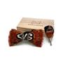 Brown Couscous Feather Bow Tie with Feather Lapel Pin Set