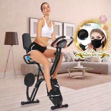  [Best Purchase! Gift 5 Mask] SUPERIOR [Best Purchase! Gift 5 Mask] 2021 New Fitness Upright Bicycle Twist Board 2 in 1 Folding Indoor Exercise Bike Cardio Traine rBluetooth Smart,Adjustable Seat