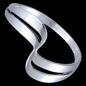 Elegant Fine Silver Wave Ring