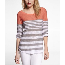 ROLLED SLEEVE NEON TOP TUNIC SWEATER at Express