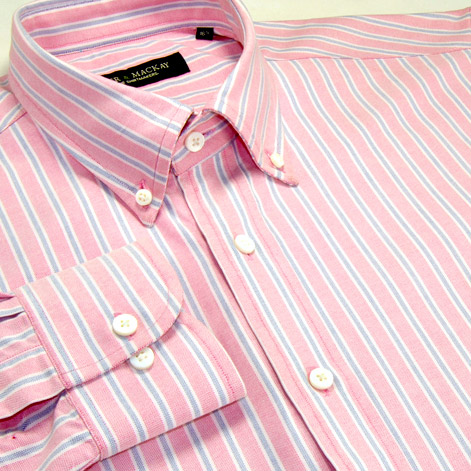 Pink With Blue Stripe Butto...