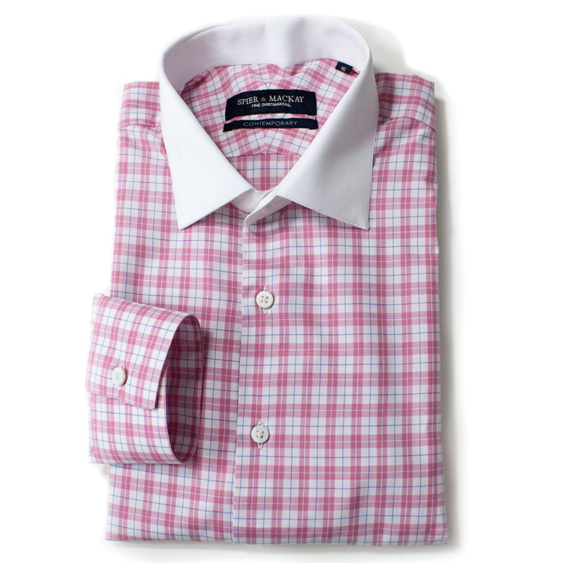 Pink Check Contemporary Fit...