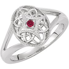 Sterling Silver Ruby Granulated Filigree Ring