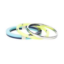 Resin and Metal Bangle Set