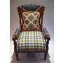 PRICE REDUCED.  Eastlake Victorian Armchair.  Reupholstered in masculine plaids & foulard fabrics, nailhead trim.  "Fathers Day"