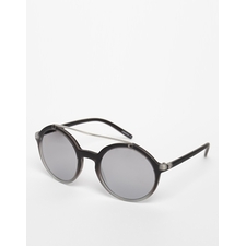 Image 1 of ASOS Round Sunglasses with Brow Bar and Metal Arms
