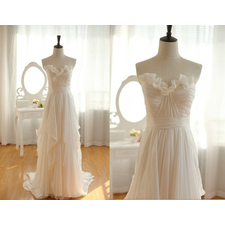 Vintage Inspired Chiffon Wedding Dress Strapless Sweetheart Ruffle Skirt Bridesmaid Dress Prom Dress