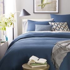 Organic Brighton Matelasse Duvet Cover   Shams - Blue Lagoon | West Elm