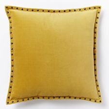 Studded Velvet Pillow Cover - Horseradish (20"Sq.) | West Elm