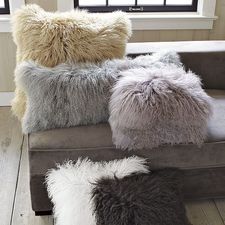 Mongolian Lamb Pillow Cover - Platinum (12"x16") | West Elm