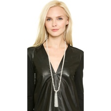 Oscar de la Renta Tassel & Glass Pearl Necklace