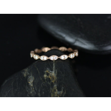Leah 14kt Thin Rose Gold Leaves Double Diamond Eternity Band (Other Metals and Stone Options Available)