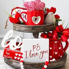 Farmhouse Valentine's Day Sign | Tiered Tray Decor | PS I Love You 5 x 5 Sign - Jarful House