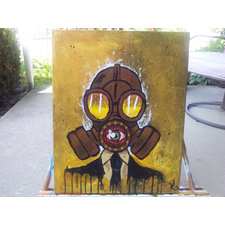 post apocalyptic acrylic painting 16in x 20in