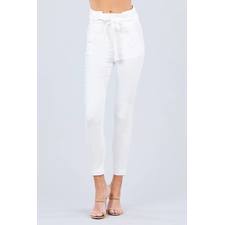 High Waisted Belted Pegged Stretch Pant