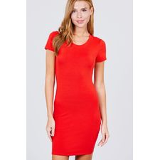 Short Sleeve Round Neck Knit Mini Dress