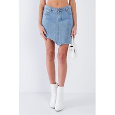 Asymmetrical Raw Cut Hem Mini Skirt