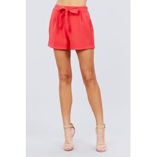 Front Tie W/elastic Band Short Pants