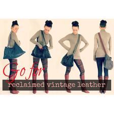 Black leather handbag, studded leather bag with macrame stripe, black leather, reclaimed materials, women's bag