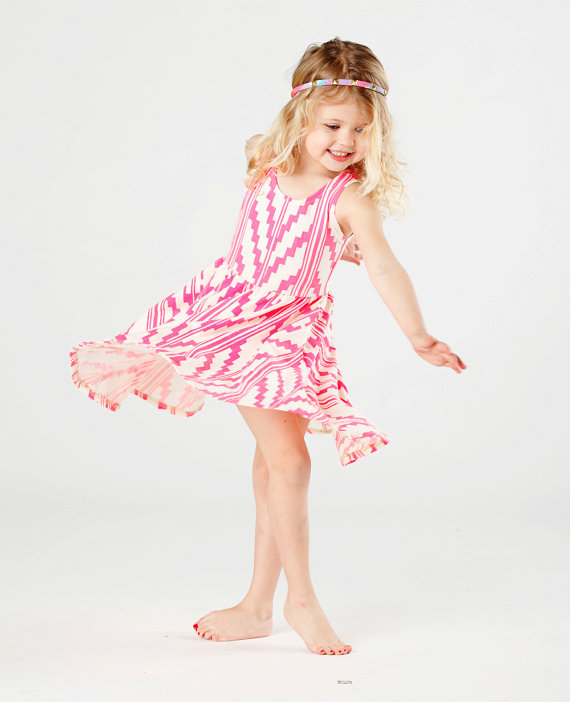 Southwest Twirling Dress in Hot Pink on Creme