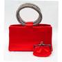Judith Leiber Red Satin Evening Handbag With Swarovski Crystal Handles image 2