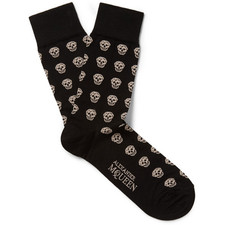Alexander McQueen Skull-Patterned Cotton-Blend Socks