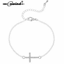 Cxwind Fashion Charm Cross Micro Pave CZ Disco Ball Crystal Bracelet Link Chain Jesus Christian Symbol Bracelets Gift Jewelry