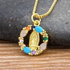 High Quality Gold Color Virgin Mary Necklace For Women Church Christian Prayer Jesus Religion Pendant Necklace Jewelry Gift