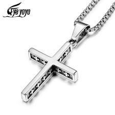 EyeYoYo Titanium Steel Vintage Cross Pendant Necklace Men Religious Delicate Necklace Personality Jewelry