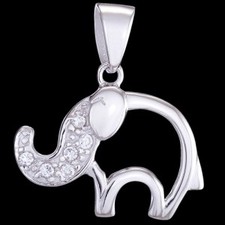 SILVER ELEPHANT PENDANT WITH CZ STONES