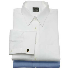 Traveler Pinpoint Solid Tailored Point Collar, French Cuff Dress Shirt