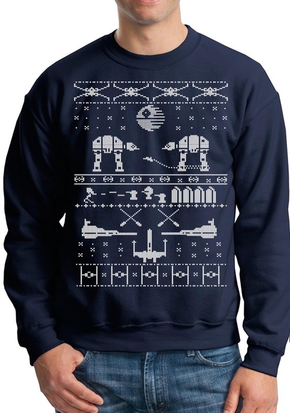 Star Wars inspired ugly sweater, Long sleeve shirt funny Christmas tee ugly sweat shirt S-3XL