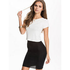2 In 1 Jersey Dress - Club L Essentials - Cream/Black - Dresses - Clothing - Women - Nelly.com