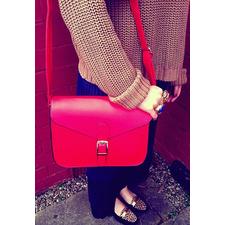 COLOURBLOCK VINTAGE RED SATCHEL BAG