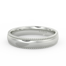 D - Shape with Grain Wedding Rings