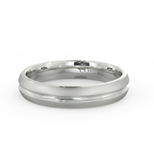 D - Shape Single Groove Matt White Gold Wedding Rings