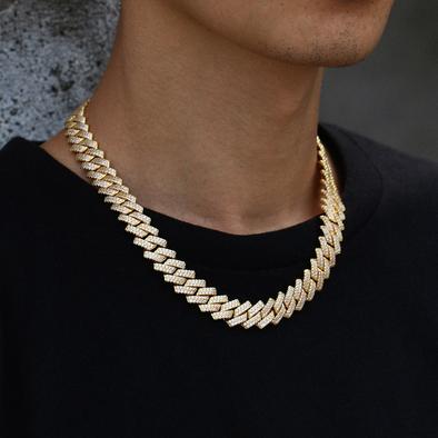 gold prong cuban necklace