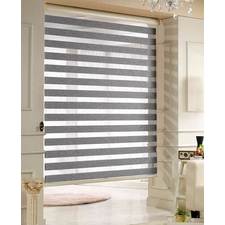 Zebra Basic Dual Sheer Light Filtering Roller Shades Woodlook Grey Color in Large Window