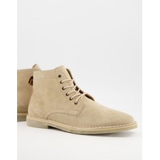 desert boots in stone suede with leather detail, 1 of 4