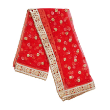 Royal Red Bridal Chunni with golden border-1