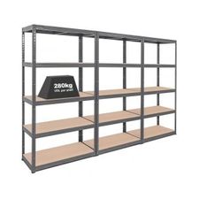 3x Storalex VRS Heavy Duty Shelving Units - 280kg - Upgrade Offer - Grey