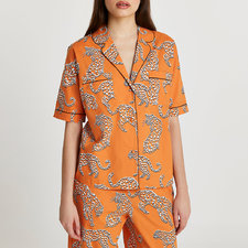 Orange leopard printed pyjama shirt